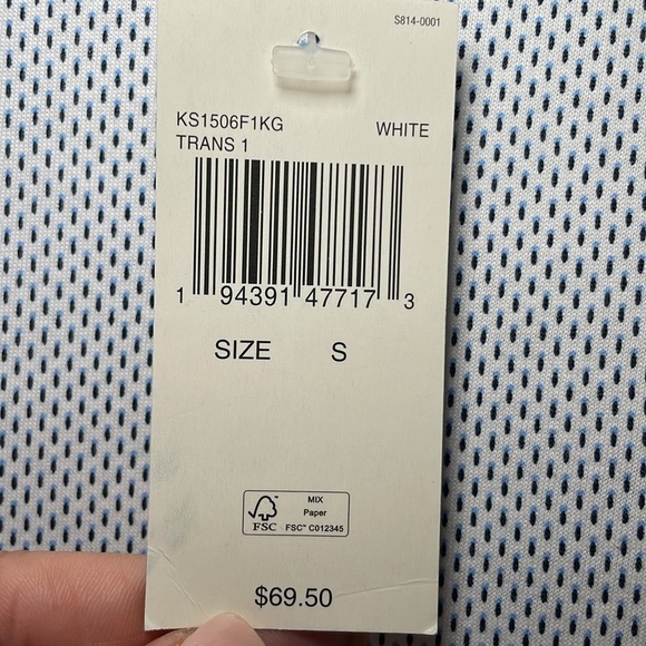 Michael Kors white with blue print T-shirt sz S - Picture 5 of 6